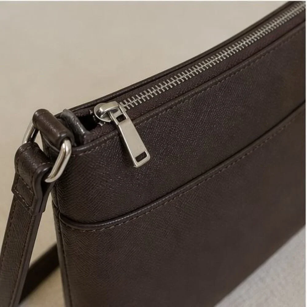 Gray Saffiano Crossbody Bag